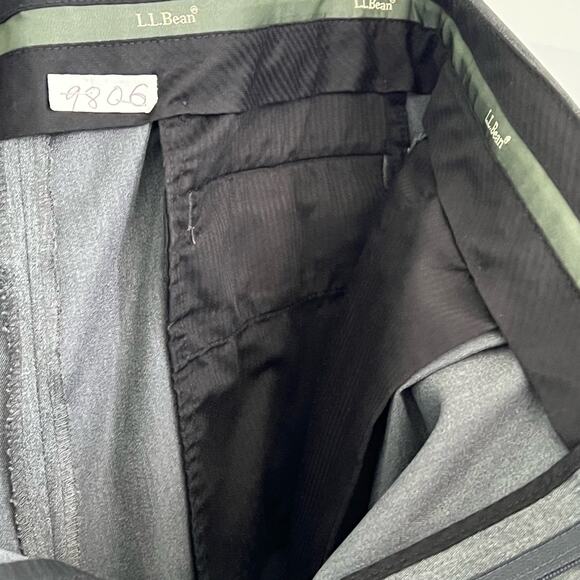 LL Bean Mens Chino Pants Size 38 Classic Fit Flat Front Gray 100% Cotton Pleated - Picture 10 of 14